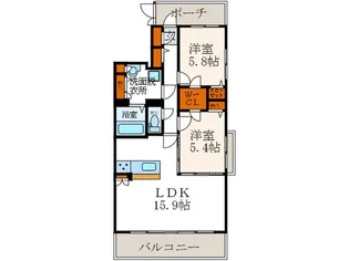 シャトレ平尾浄水町【1階】の間取り