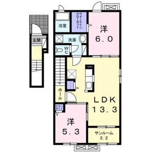 コルトゥーラII【2階】の間取り