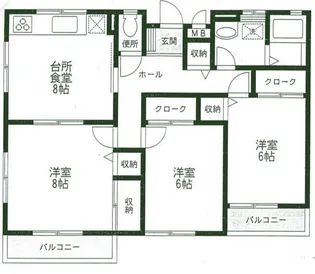 もえぎ野ハイツ【2階】の間取り