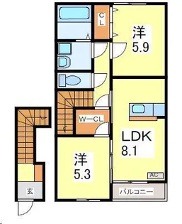 trefle II(トレーフル)【2階】の間取り