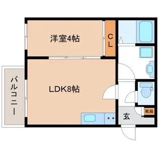 リーフテラス瓜破東【3階】の間取り