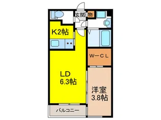 サニークレスト西新【2階】の間取り