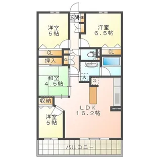 バンベール四日市かわらまち【6階】の間取り