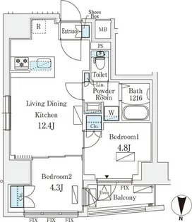 2LDKの間取り画像