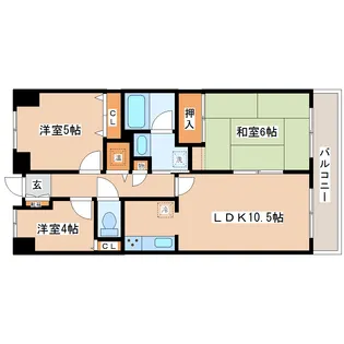 ファミリエール宮城野西館【9階】の間取り