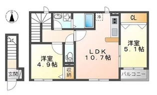 広島県広島市安佐北区深川5【アパート】の間取り