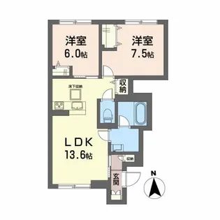 シャーメゾン シェトワ白山【1階】の間取り