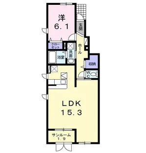 ヒルズ・ビラB【1階】の間取り