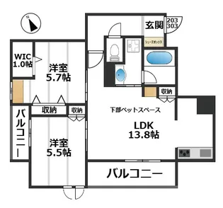 グランド フルーレ浮間舟渡【3階】の間取り