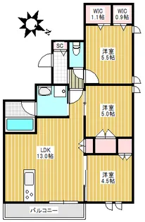 NOBEL中落合【3階】の間取り