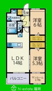 福岡県福岡市西区石丸1【マンション】の間取り