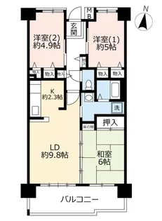 URふれあいプラザ長居公園南【8階】の間取り
