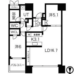 DEUX TOURS(ドゥ・トゥール)【46階】の間取り