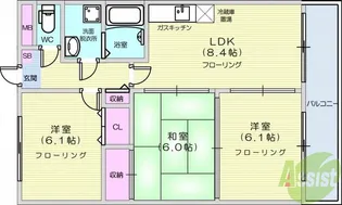 サニープレイス1【3階】の間取り