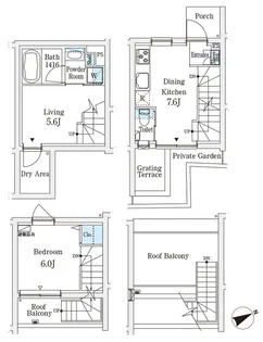 AGRATIO TERRACE 恵比寿(アグレシオ テラス 恵比寿)【1階】の間取り