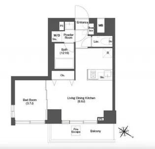 ディームス目黒行人坂【3階】の間取り