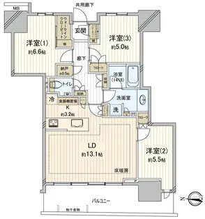 幕張ベイパーク ライズゲートタワー【16階】の間取り
