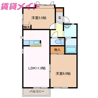 アルタ本城F棟【2階】の間取り