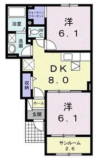 ロッソ・コルサC【1階】の間取り