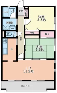 ラ・メール弥勒寺【3階】の間取り
