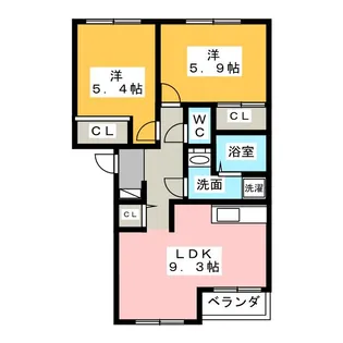 ルーエンハイムB【2階】の間取り