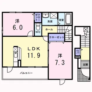 サニー KII【2階】の間取り
