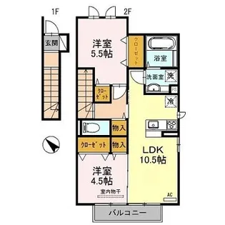 サンセール加佐 B棟【2階】の間取り