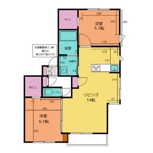 Comoda vita 西崎【1階】の間取り