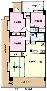 コスモ川口アクアフロント【5階】の間取り