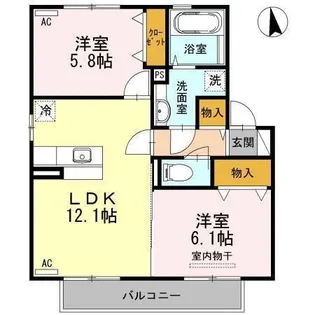 2LDKの間取り画像