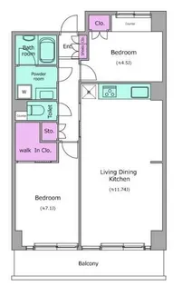 レジディア芝浦【11階】の間取り