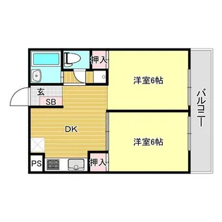 ハイコート甲子園【2階】の間取り