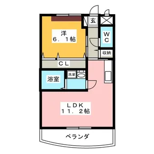 ユートピアテラモト【1階】の間取り