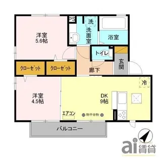 ブラウフォーゲルB【2階】の間取り