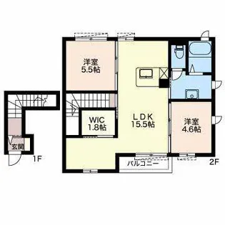 ディアスドミールD【2階】の間取り