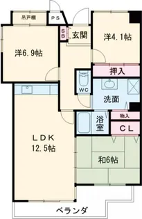 サニーヒル会瀬 2号館【3階】の間取り