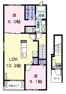 グランシュールWEST II【2階】の間取り