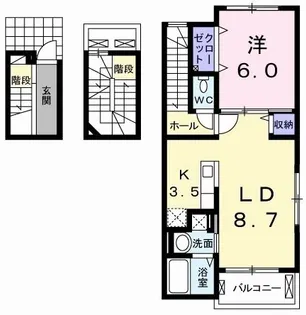 エテルノ フェイバー 古津賀【3階】の間取り