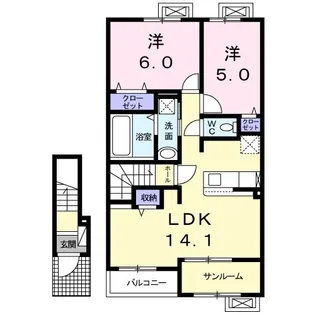 メゾンフランF【2階】の間取り