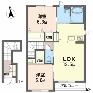 ソワサントゥディザンB棟【2階】の間取り