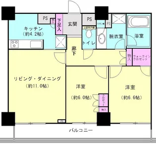 ファミール月島グランスイートタワー【14階】の間取り