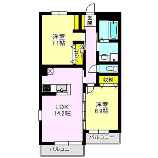 プレミアムツイン高崎 壱番館【1階】の間取り