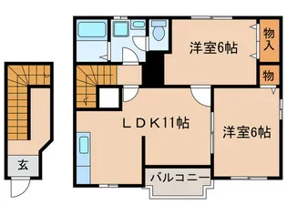 クレスト-ル伊福【2階】の間取り