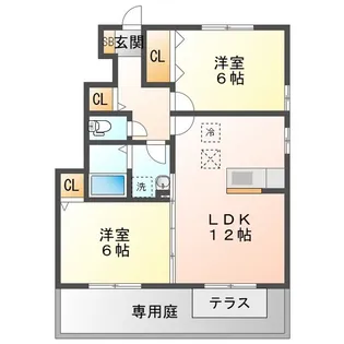 ボヌールすずか【1階】の間取り