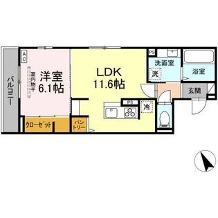 D-ROOM すいせん通り【2階】の間取り