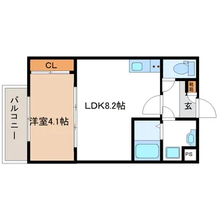 リーフテラス瓜破東【2階】の間取り