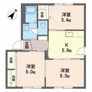 ツインパークスB【1階】の間取り