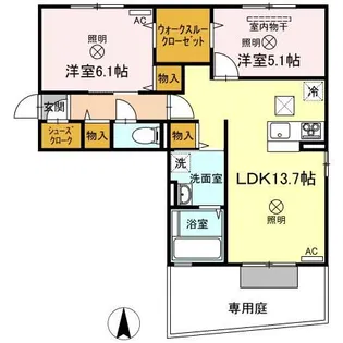 チェリーブロッソム F棟/G棟 G棟【1階】の間取り