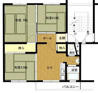 兵庫県公社 東垂水南(4)3B号棟【4階】の間取り