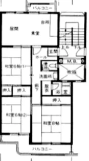 鴨谷台第一次住宅15号棟【5階】の間取り